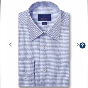 David Donahue Men's Blue Patterned Shirt